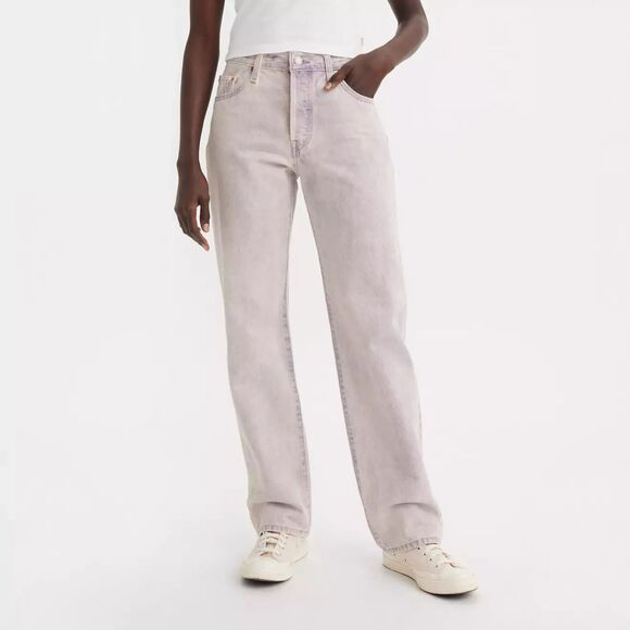 Levis Premium Womens 501 90s Denim Jeans 25 Purple Mid Rise Straight Loose New - Picture 4 of 15